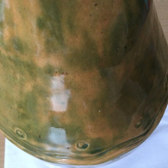 Vintage handmade ceramic bottle vase lamp base 13 3/8" heavy signed Simone 65 - Picture 7 of 7